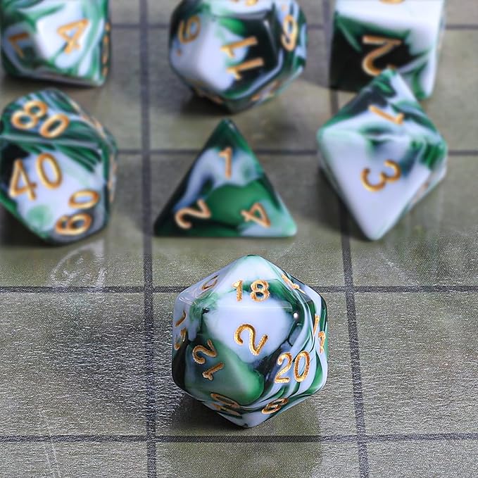 CiaraQ DND Polyhedral Dice Set with a Black Dice Bag for D&D RPG MTG Role Playing Table Games