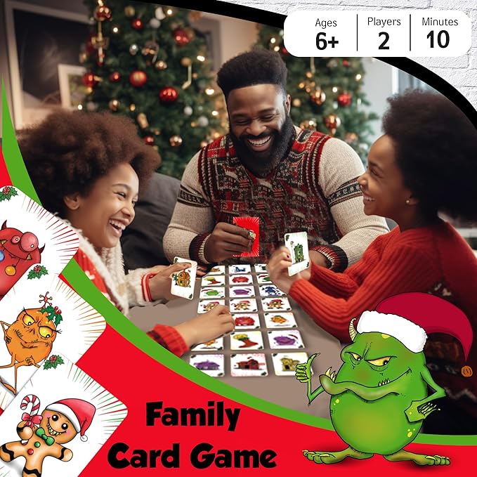 Strategic Family Card Games – Homebound Monsters – Christmas Edition. Small Stocking Stuffers for Kids 8-12. Easy and Fun Family Card Games for Kids and Adults. Age 6 +, 2 Players