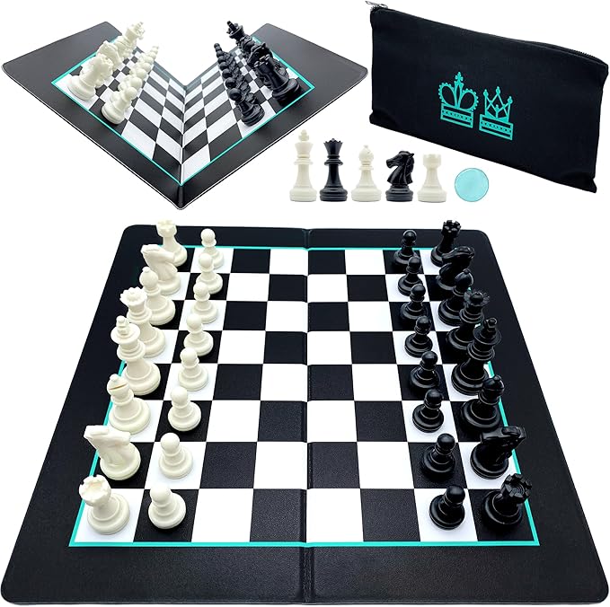 Madeful Travel Chess Set - 10x10 Inch Mini Chess Set with Staunton Pieces and Canvas Travel Bag - Strategy Board Game - Magnetic Chess Set for Kids - Travel Games