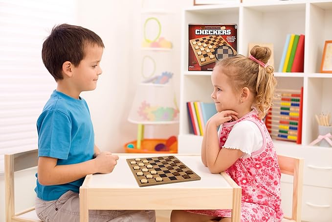 The Dreidel Company Classic Wooden Board Games, Great for Prizes, 10" (10" Wooden Checkers)