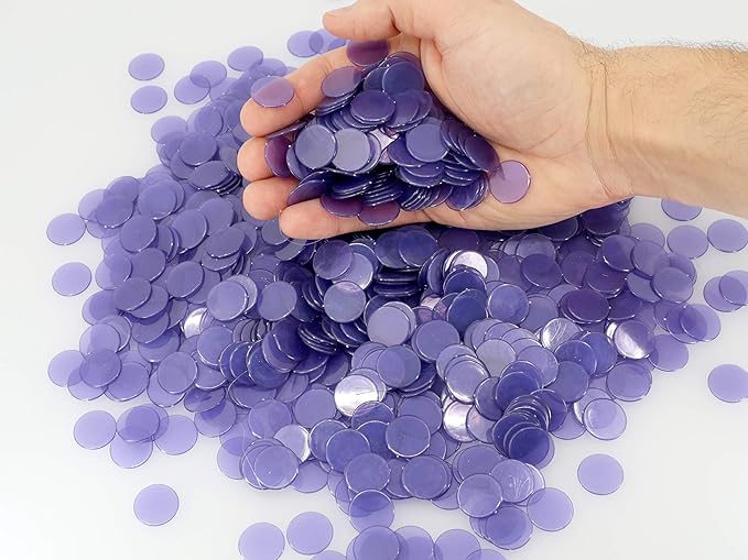 Regal Bingo Plastic Bingo Chips 1000 Pcs - Clear Transparent Counters Game Chips Set for Board Game - Fun Family Bingo Night - 3/4 Inch Purple Color