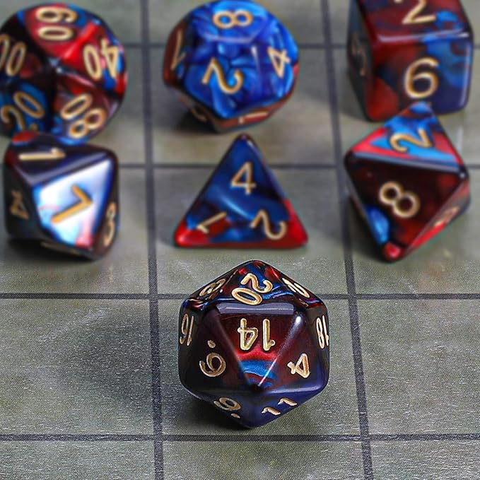 CiaraQ DND Polyhedral Dice Set with a Black Dice Bag for D&D RPG MTG Role Playing Table Games