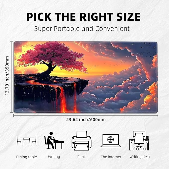 for MTG Playmat with Zones Storage Bag,for TCG Playmat and Playing Card Mat for Magic Board Games, Cherry Tree Non Slip Stitched Edges Game Mat, Rollable Foldable Card Playmats