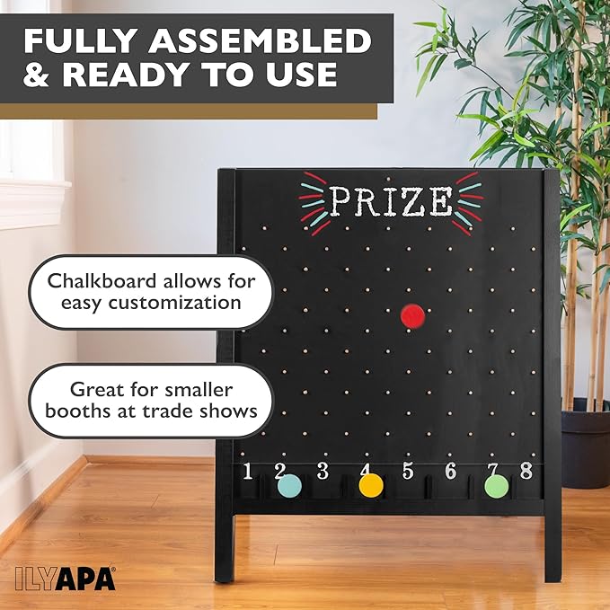 Ilyapa Board - Large Portable Prize Drop Game for Events and Trade Show - 27.5 x 41 Inch Double Sided - Wooden A-Frame Chalkboard Sign, Eraser
