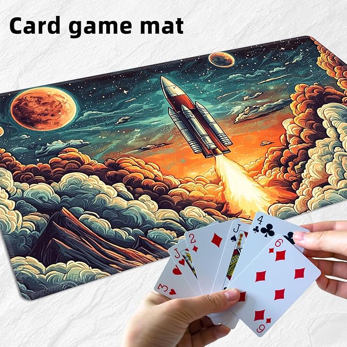for MTG Playmat with Storage Bag, for TCG Playmat and Playing Card Mat for Magic Board Games, Non-Slip Rocket Launch Desk Mat, Stitched Edges Game Mat, Rollable & Foldable Card Playmat