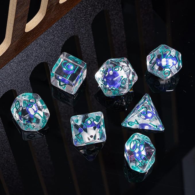 UDIXI 7PCS Polyhedral Dice Set, Mushroom D&D Dice Set for Dungeons and Dragons Role Playing Dice Games and DND RPG Tabletop Games (Dark Purple)