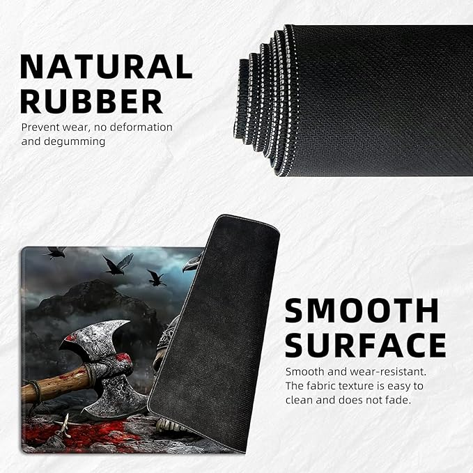 for MTG Playmat with Storage Bag, for TCG Playmat and Playing Card Mat for Magic Board Games, Non-Slip Skull Axe Desk Mat, Stitched Edges Game Mat, Rollable & Foldable Card Playmat