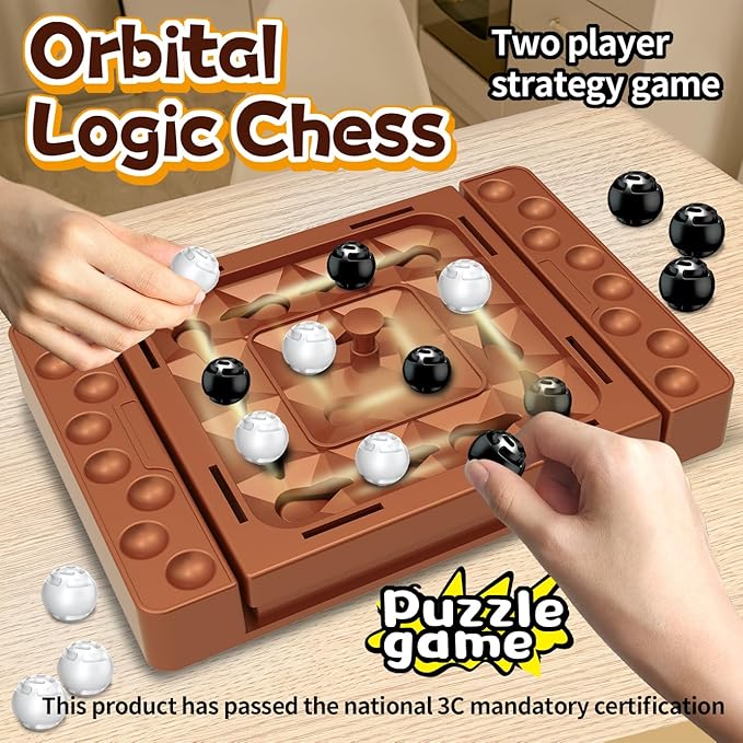 Orbital Logic Strategy Board Game, Family Four in a Row Chess Game Track Moves for Kids & Adults