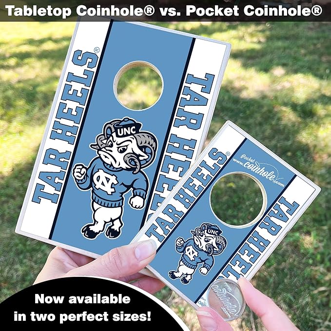 Tabletop Cornhole Game Set | Officially Licensed College Mini Football Cornhole Board Game | Includes Coins
