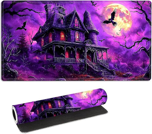 for MTG Playmat with Storage Bags, Card Playmat for TCG Card Playing Game,Rollable & Foldable for PTCG and Board Game Mat for Cards,Non-Slip Haunted House Desk Mat for Home Office