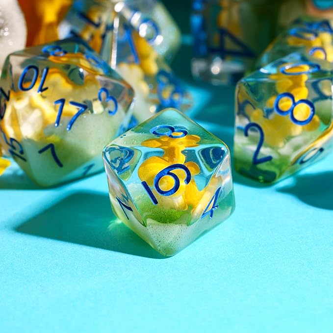 UDIXI 7PCS Game Dice Set, RPG Polyhedral Dice Set DND for Dungeons and Dragons Role Playing Games and Other Tabletop Games (Yellow)