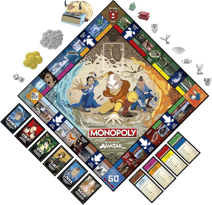 Hasbro Gaming Monopoly: Avatar: Nickelodeon The Last Airbender Edition Board Game for Kids Ages 8 and Up, Play as a Member of Team Avatar (Amazon Exclusive)