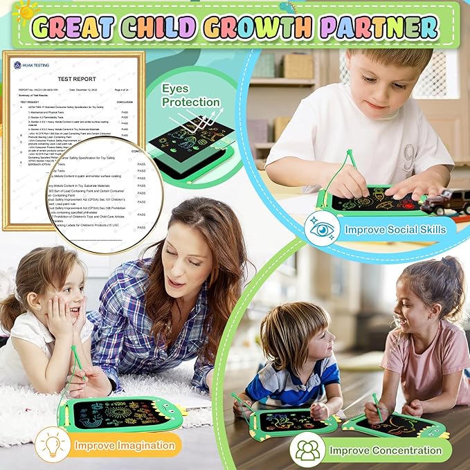 Toddler Toys Age 1-2,10IN Drawing Tablet Doodle Board LCD Writing Tablet for Kids,Learning Toys for 1 2 3 4 5 6 7 8 Year Old Boys Girls Christmas Birthday Gifts,Travel Games Dinosaur Toys for Boys 4-6