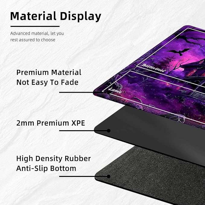 for MTG Playmat with Zones Storage Bag,for TCG Playmat and Playing Card Mat for Magic Board Games, Haunted House Non Slip Stitched Edges Game Mat, Rollable Foldable Card Playmats