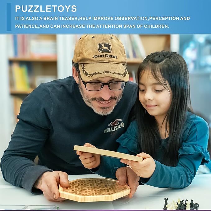2-in-1 Kids Chess Set and Maze Board Game with Magnetic Chess Game, Mini Chess Set, Educational Marble Maze to Exercise Brain Thinking, Suitable for Kids and Teens Aged 6+
