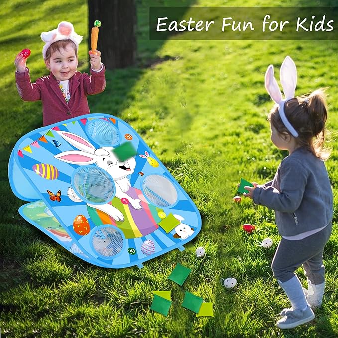 Easter Bean Bag Toss Games for Kids Indoor Outdoor Easter Party Games for Boys Girls Adults Carnival Yard Game for Kids Ages 3 4 5 6 7 8 Egg Hunt Party Favors Supplies