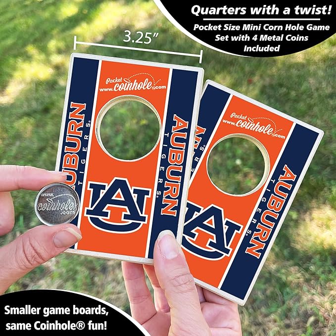 Tabletop Cornhole Game Set | Officially Licensed College Mini Football Cornhole Board Game | Includes Coins