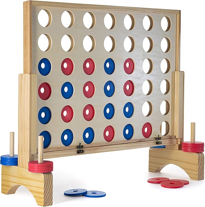 Prextex Giant 4 in A Row Connect Game with Travel Bag - Back Yard Games for Family and Friends - Includes Extra Large 42 Discs - Ideal for Team Building, Camping, Parties - Fun for All Ages, 24x27 in