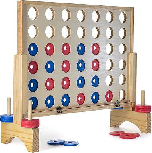 Prextex Giant 4 in A Row Connect Game with Travel Bag - Back Yard Games for Family and Friends - Includes Extra Large 42 Discs - Ideal for Team Building, Camping, Parties - Fun for All Ages, 24x27 in