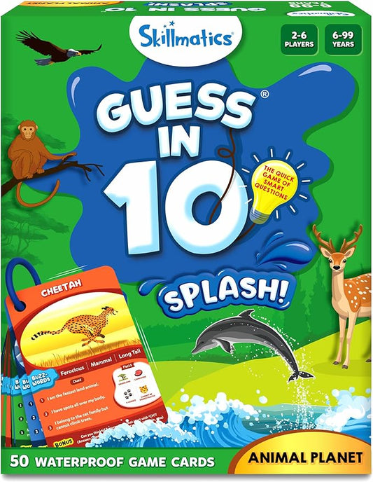 Skillmatics Card Game - Guess in 10 Splash, Educational Games by The Pool, Beach Vacations, Boat Trips, Gifts for Kids, Teens, Adults, Ages 6 and Up, 2-6 Players