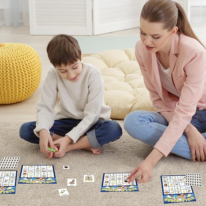 Joy Bang Bible Bingo Games for Kids, Bible Bingo Cards 24 Player Sunday School Crafts for Kids Easter Christian Religious Activities Games Holiday Nativity Party Favors Gifts for Childrens