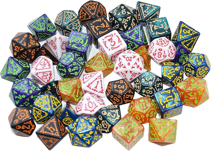 SmartDealsPro Double-Colors Polyhedral Dice Sets with Pouches for D&D DND RPG MTG Dungeon and Dragons Table Board Roll Playing Games D4 D6 D8 D10 D% D12 D20 (6-Color Retro Sets)