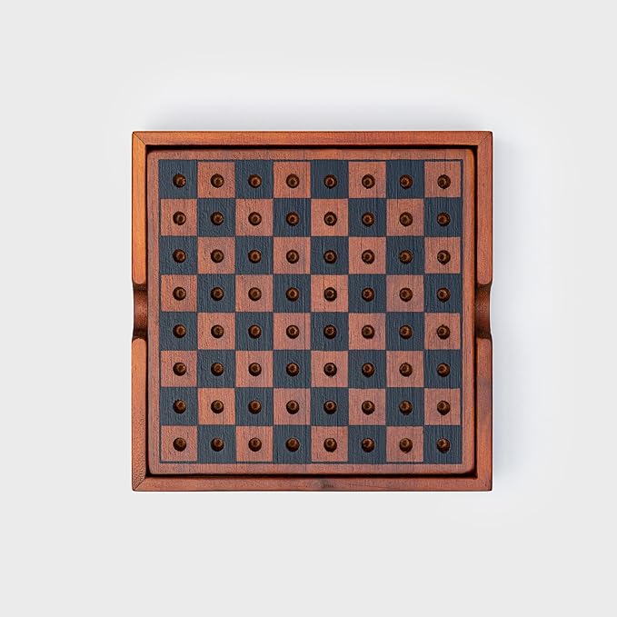 Iron & Glory Chess Board & Checkers Set | Wooden Puzzles & Games | Board Games for Family Night | Travel Games for Kids & Travel Gifts | Coffee Table Decor | Family Board Games for Games Night