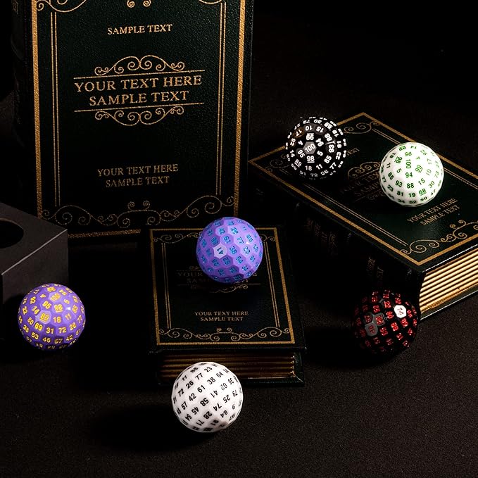 Upgraded 100 Sided Dice, 50mm Polyhedral D100 Die, D&D Game Dice, Cube with Metal Storage Tin (Black/White Font)