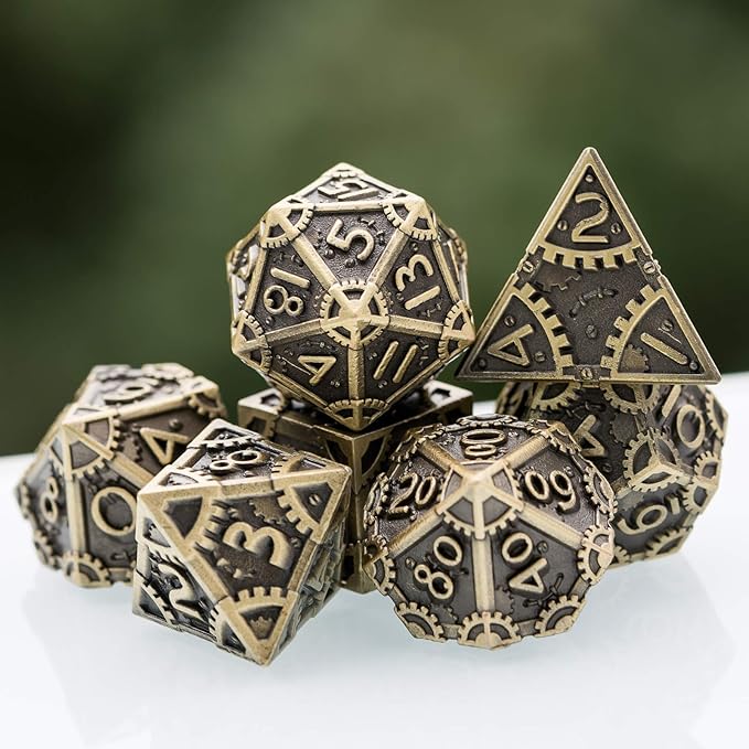 UDIXI Metal Dice Set 7 Die Polyhedral Dice Set DND Dice for Dungeons and Dragons Role Playing Game and Other Board Game (Ancient Bronze)