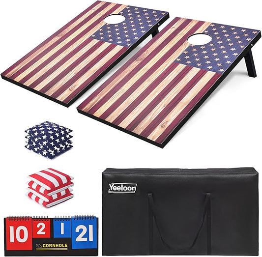 Cornhole Set, Tailgate/Regulation Size Cornhole Boards with 8 Bean Bags and Carrying Case, 3x2/4x2 Corn Hole Outdoor Game Toss Board for Adults Outside Activities