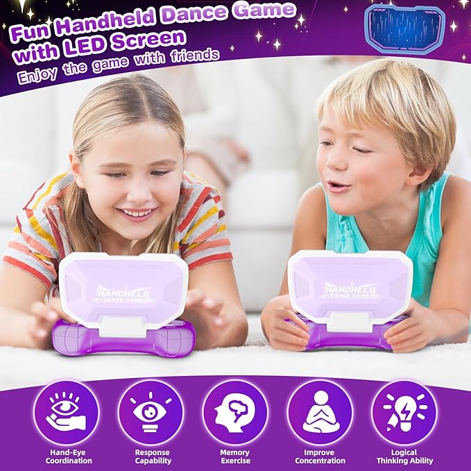 Handheld Dance Games for Kids - 4 Fun Brain & Memory & Reaction & Speed Training Pop Fidget Toys for Boys and Girls -Birthday Gifts for Age 6-12 Years Old Kids Teens Gift Ideas-W/Battery