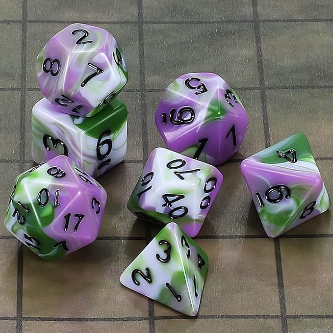 CiaraQ DND Polyhedral Dice Set for Dungeons and Dragons RPG MTG Role Playing Table Games-with 1 Dice Pouch (Pink+Green+White)