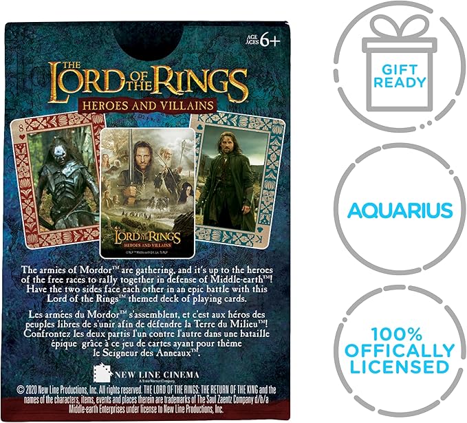 Lord of The Rings Playing Cards - LOTR Heroes & Villains Themed Deck of Cards for Your Favorite Card Games - Officially Licensed LOTR Merchandise & Collectibles