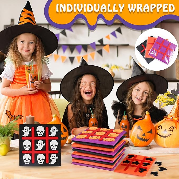 12 Pack Halloween Party Favors Tic Tac Toe Board Games for Kids 4-8 8-12, Halloween Treats Non Candy Goodie Bag Stuffers, Bulk Toys Gifts for Boys Girls Classroom (Bulk Pack of 12)