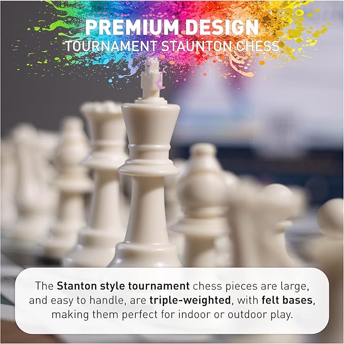 MegaChess Staunton Triple Weighted Chess Set - 3.8" King, 2 Boards, 34 Pieces, Over 2 lbs, Ages 8+