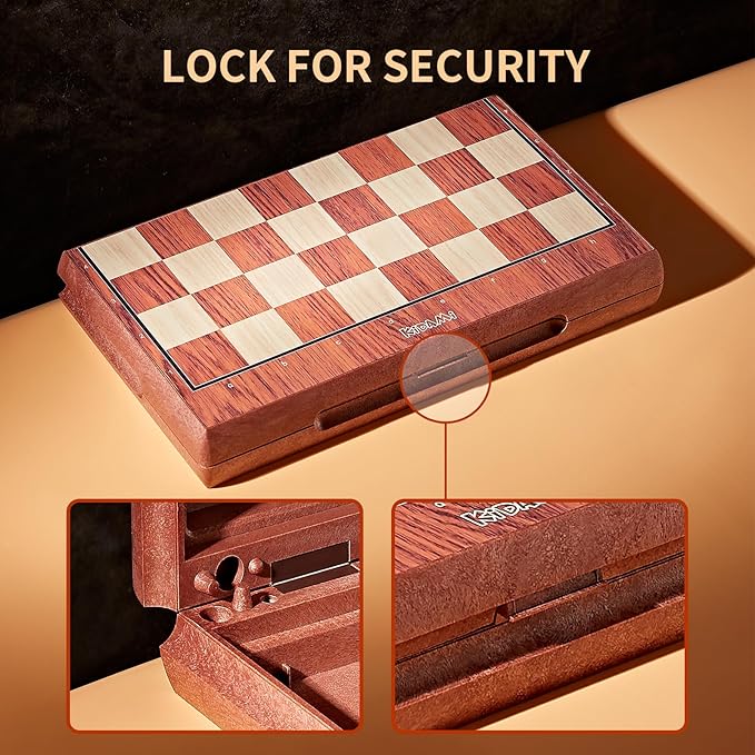 Magnetic Travel Chess Set 12 Inches Folding Chess Board with 2 Portable Bags for Pieces Storage, Gift for Kids Adults Chess Lovers and Learners