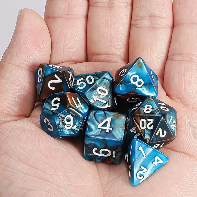 CiaraQ DND Polyhedral Dice Set with a Black Dice Bag for D&D RPG MTG Role Playing Table Games