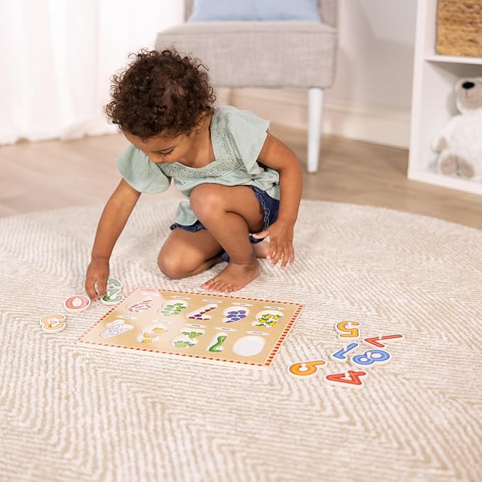Melissa & Doug Lift & See Numbers Wooden Peg Puzzle - 10 Pieces Number Puzzles for Toddlers and Kids Ages 1+ - FSC-Certified Materials