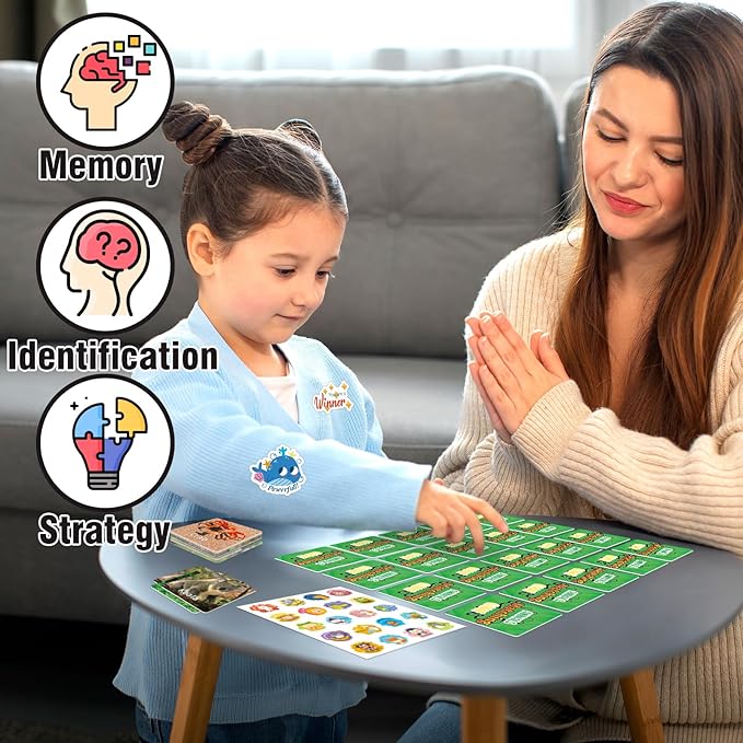 Animal Matching Game for Kids 100PCS Memory Card Game for Toddlers Preschool Learning Activities Memory Matching Cards Boys Girls Family Board Game
