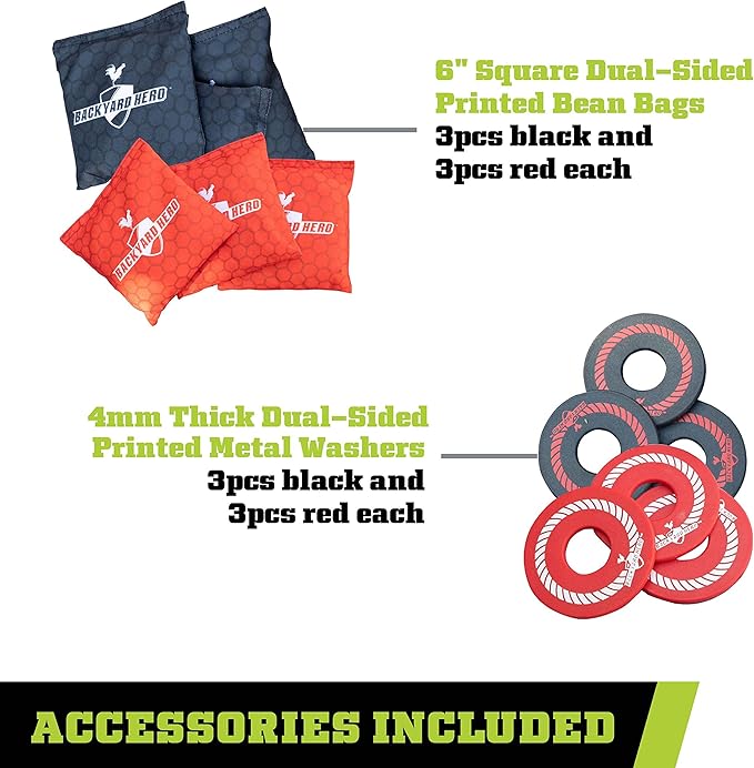 Backyard Hero 2-in-1 Cornhole Toss and Washer Toss Game – 48” Tailgate Boards with Bean Bags – Durable, Portable Set for Game Day & Outdoor Fun