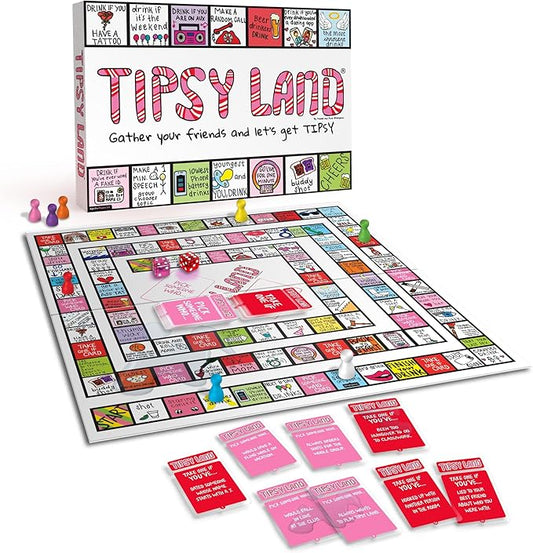 TIPSYLAND Original Edition | Offical Product | Hilarious Adult Board Game | Group Game for Game Nights, Parties and More | Fun Challenges, Dares & Mini-Competitions | 3-8 Players