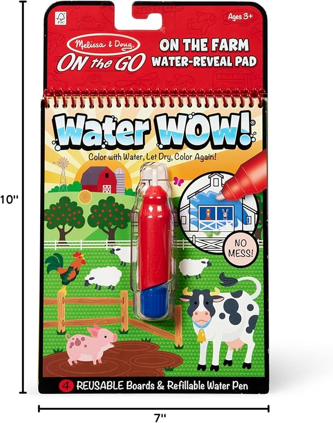 Melissa & Doug Water Wow! On The Farm - Stocking Stuffers, Children's Paint , Activity Books For Toddlers And Kids Ages 3+