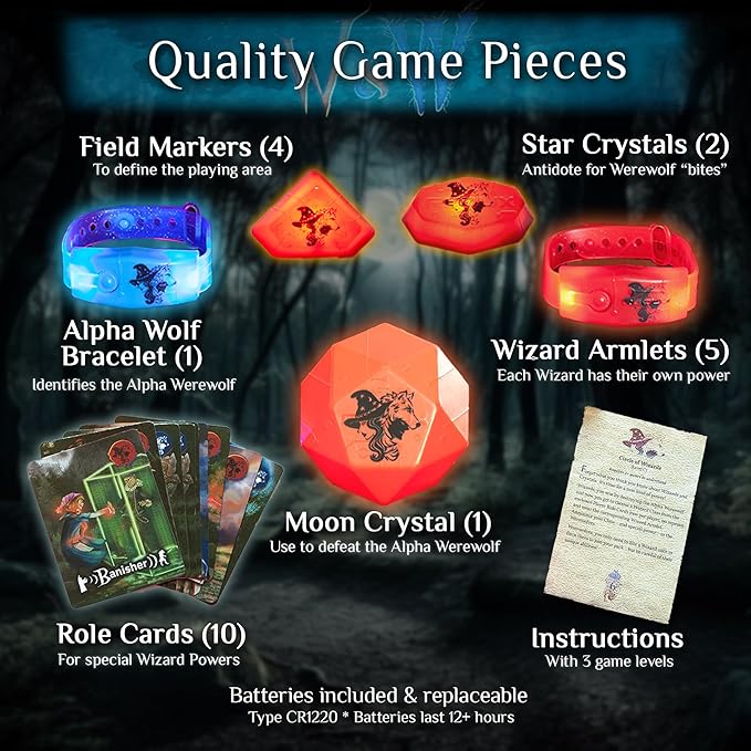 Wizards & Werewolves: A Magical Hide and Seek Game | 4-10 Players | Outdoor Games for Kids 8-12+ | Camping Games for Kids | Glow in The Dark Yard Games for Kids and Adults | “A Howling Good Time!”