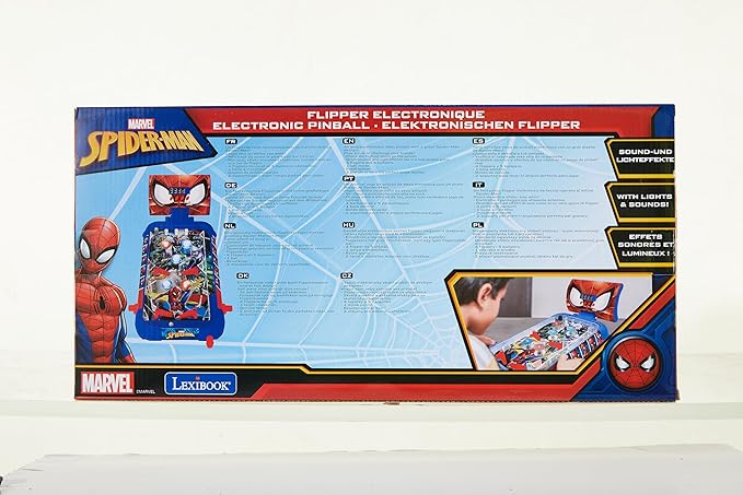 LEXIBOOK JG610SP- Spider-Man Electronic Table Pinball Machine, Action Game and Reflection for Kids and Families, LCD Display, Light and Sound Effects, Blue/Red