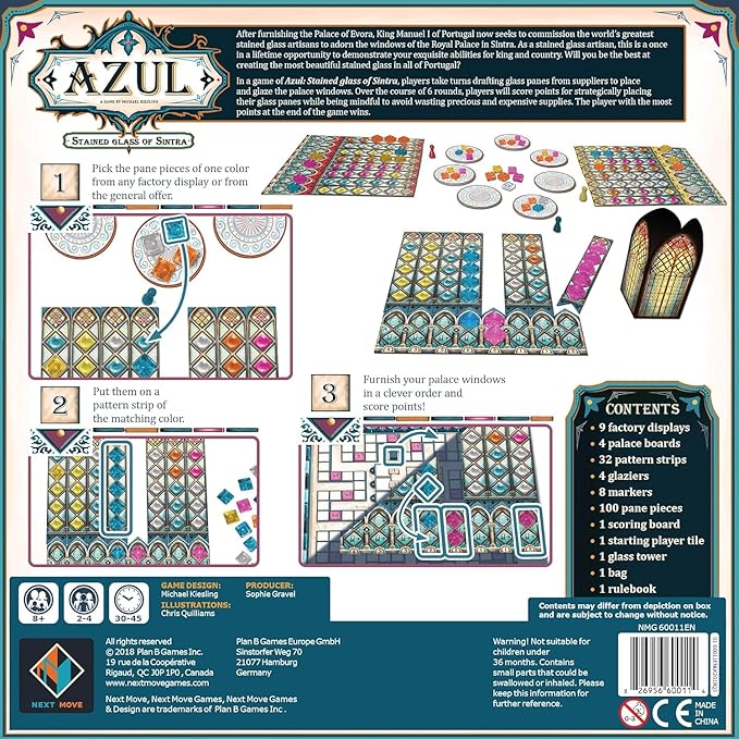 Stained Glass of Sintra Board Game EXPANSION - Craft Colorful Window Panes. Tile-Placement Strategy Game for Kids and Adults, Ages 8+, 2-4 Players, 30-45 Minute Playtime, Made by Plan B Games