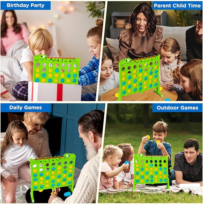 Aywewii 4 in a Row Dinosaur Connect Game with 14.5 x 14 inches Grid, Strategy Board Games for Kids | Travel Games for Boys and Girls | 4-to-Score Table Game Gifts for Ages 6+