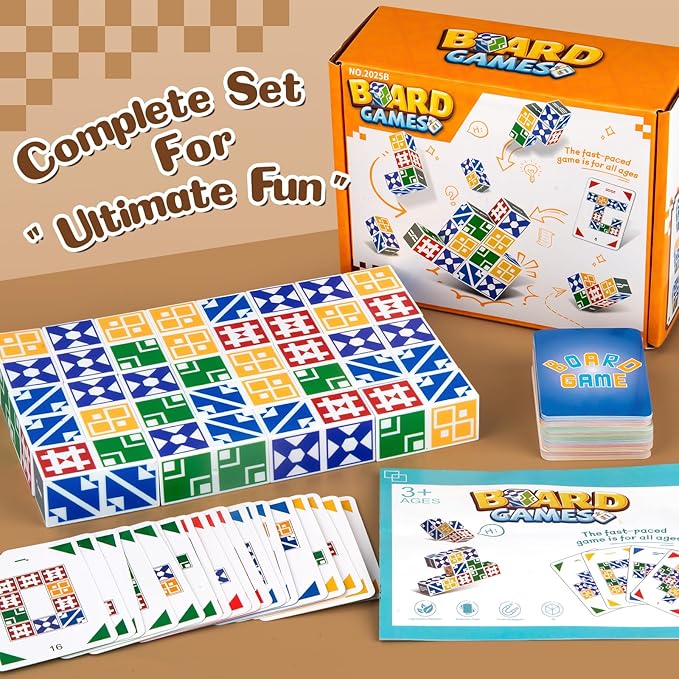 Board Game for Kids and Adults: Shape & Color Rush - Fast-Paced Matching Challenge for 2-4 Players, 4 Sets, Fun and Educational Toy for Kids and Adults