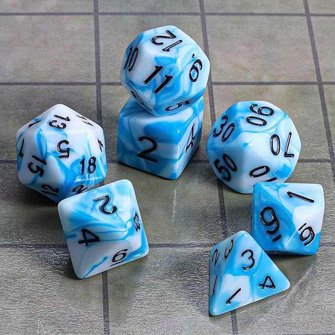 CiaraQ DND Polyhedral Dice Set with a Black Dice Bag for D&D RPG MTG Role Playing Table Games