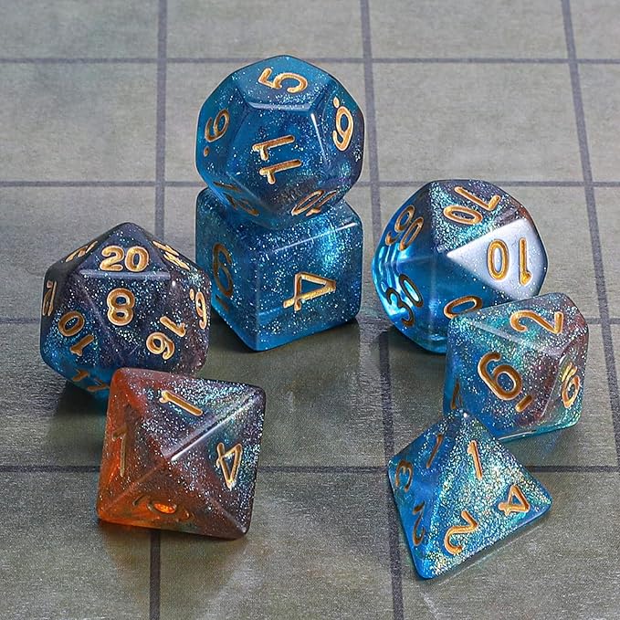 CiaraQ DND Polyhedral Dice Set with a Black Dice Bag for D&D RPG MTG Role Playing Table Games