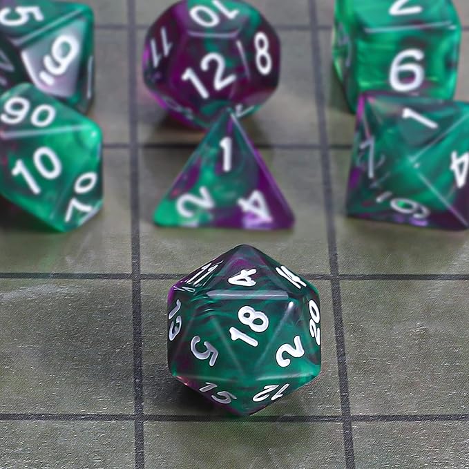CiaraQ DND Polyhedral Dice Set with a Black Dice Bag for D&D RPG MTG Role Playing Table Games